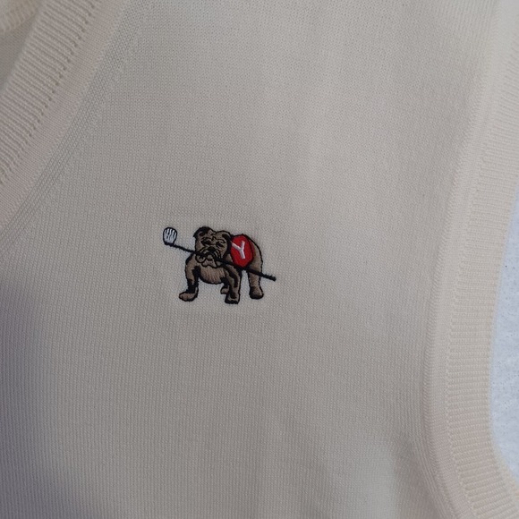 Ben Hogan Men's Large Merino Wool Cream V-neck Sweater Vest Bulldog Golf Italy - Picture 3 of 10